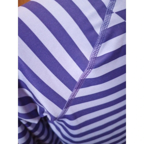 Nike Pro Womens Dri-Fit Shirt HyperWarm Fitted Long Sleeve Purple Stripe L - Picture 8 of 8